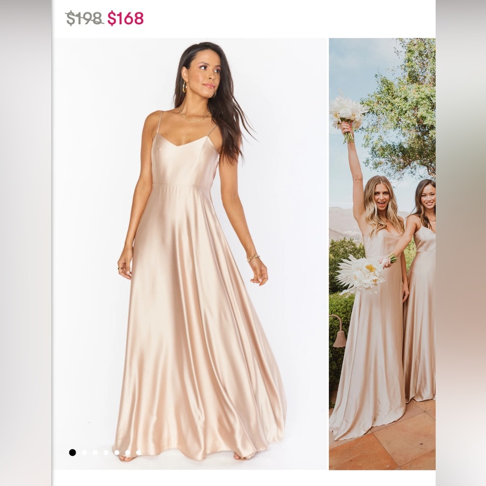 Faith Maxi Dress ~ Champagne Luxe Satin, Size Small